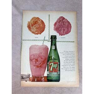 Vintage 1962 7-Up Print Paper Ad Advertisement